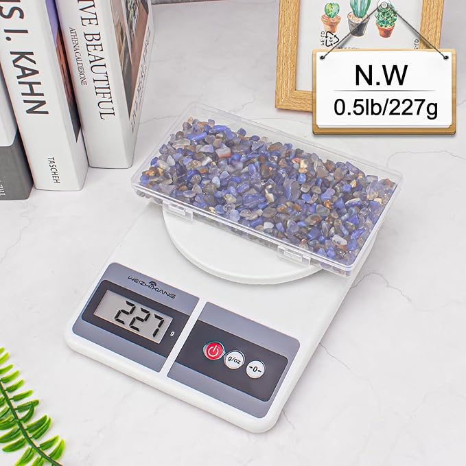 0.5 Lb/230g Blue Agate Crushed Stone Tumbled Chips Bulk, Natural Polished Aquarium Gravel Rocks Crystals Stones Decorative Fish Tank Pebbles Vase Filler - 5-7mm