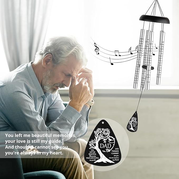 Fabuday Memorial Gifts Wind Chimes - Sympathy Gift for Loss of Dad, Windchimes in Memory of a Loved One for Bereavement Condolence Grief Funeral Condolences Remembrance Grieving, Cardinal Family Tree