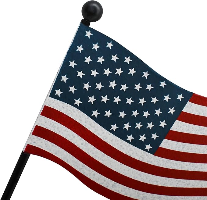 Veclotch 2x 4th of July Metal US Flag Yard Sign Outdoor Lawn Decor, 12.75''H Patriotic Americana Flag Garden Signs Decorative Outdoor Stake July 4th Memorial Day Party Supplies, Multi