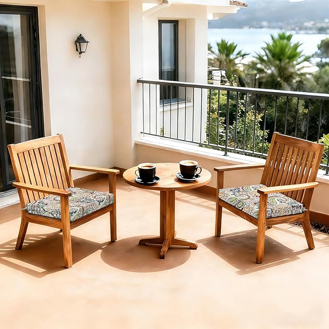 LVTXIII Outdoor Seat Cushions Set of 2 Square Chair Cushions with Ties, Patio Chair Pads for Home Office and Patio Garden Furniture Decoration 22"x22"x3", Paisley Chilli