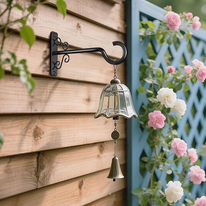 BOLITE Plant Hangers, 6 Inch Hanging Plant Brackets Outdoor or Indoor, Wall Hooks for Hanging Hummingbird Feeders, Bird Feeders, Planters, Lanterns, Wind Chimes, 2 Pack, Black, Gifts for Women Men