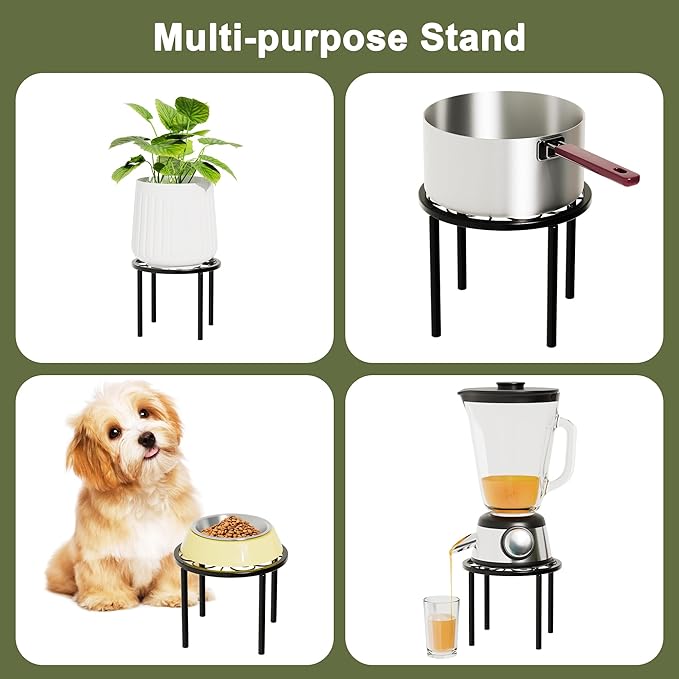 Plant Stand Plant Holder - 7.9 x 7.9 x 5.9 inches Flower Stand for Garden Courtyard, Heavy Duty Plant Rack for Multiple Plant Indoor or Outdoor, Black.