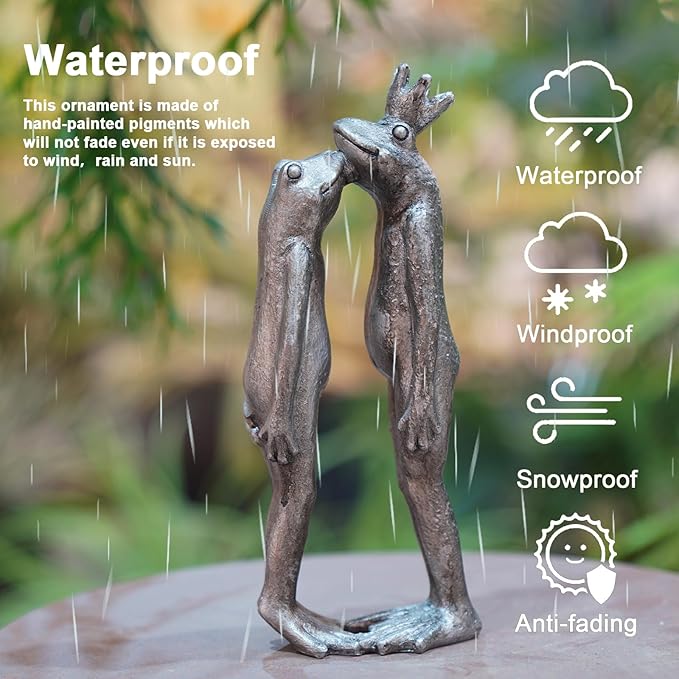 Frog Decor Garden Statue Decor Outside - Artgenius Couple Kiss Plog Statue Outside Frog Figurines for Yard Patio Lawn Decorations Couple Frogs Front Yard Decorations Outdoor 3.6"2.1"8.7" LC Lcdecohome