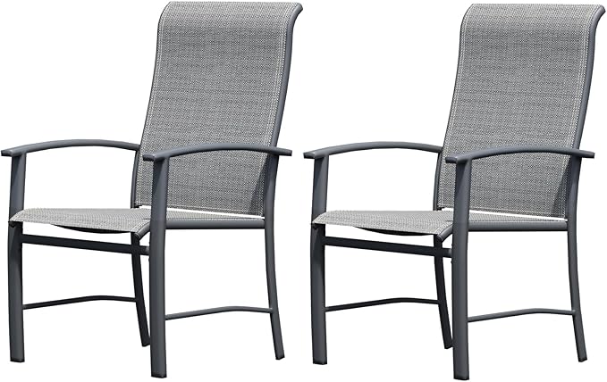 Outdoor Dining Chairs Set of 2, Patio Chairs with Metal Frame & Textilene Fabric, Perfect for Patio Garden Deck
