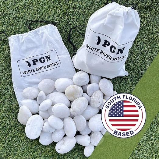 PGN White River Rocks for Plants - 10 Pounds - White Rocks with Smooth, Polished Surfaces - 1-3 Inch Stones for Planters, Aquarium Decorations, Vase, Fireplace, Landscaping, Outdoor Decor