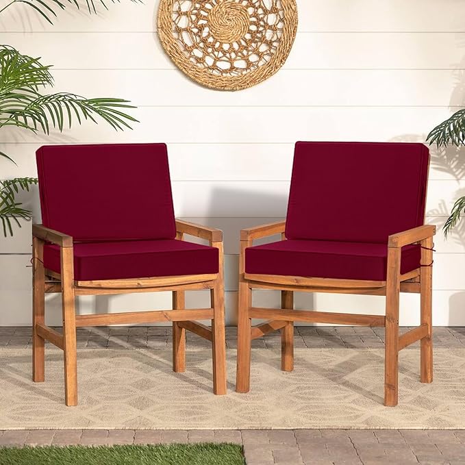 Cozyide 22x22 Outdoor Cushions for Patio Furniture, Waterproof Outdoor Chair Cushions with Non-Slip Ties and Handle, Washable Deep Seat Cushions for Outdoor Furniture with Removable Cover, Burgundy