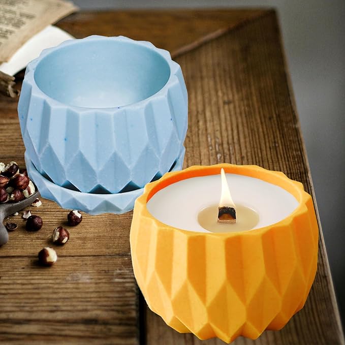 Wehous Silicone Planter Mold Set Diamond Shape Bowl Container Silicone Molds for Concrete Resin Casting Candle Holder Storage Box Jar Resin Cement Mold DIY Flower Pot Vase Art Craft Home Garden Decor