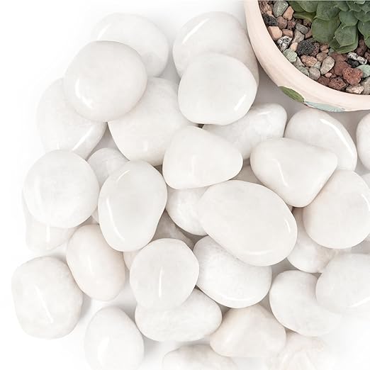 18lb White River Rocks for Plants, 1-3 Inch Pebbles for Indoor Plants, Polished Garden Rocks Outdoor Landscaping, Decorative Stones for Vases, Succulents, Aquarium, Walkways