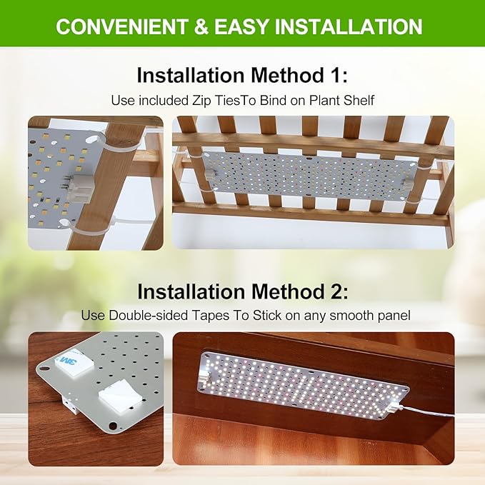 4Pack Panel Grow Lights for Indoor Plants, Seed Starting, Vegetables, Pot Plants, Bonsai with Timer, Ultra-Thin Under Cabinet & Shelf Full Spectrum LED Plant Growing Lamps, Multi-Panels Free Connect
