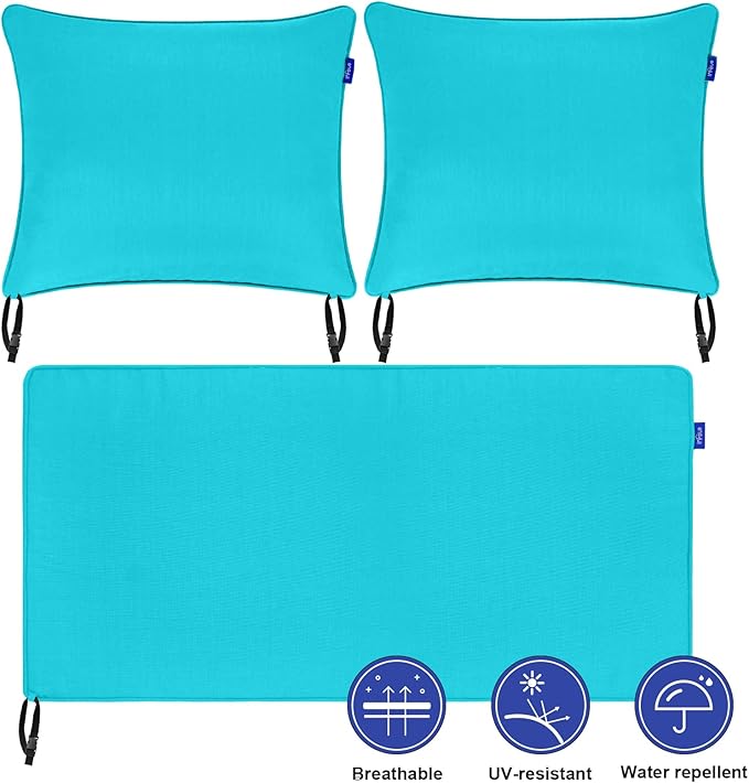 Outdoor Loveseat Cushion Set 44''x24'', Outdoor Cushions for Patio Furniture with Fastness Cover, Water Repellent Outdoor Seat Cushion and Couch Back Cushions for Bench, Swing (Peacock Green, 2 Sets)