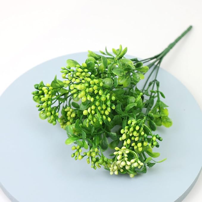 Artificial Fall Berries & Flowers - Lifelike Faux Plants with Mini Red Berries, UV Resistant Fake Greenery for Outdoors,Thanksgiving Decor, Porch & Home Decor, Farmhouse Autumn Décor (Green)