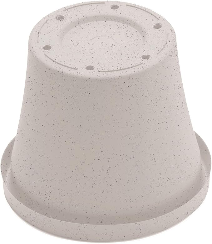 Bloem Terra 4" Diameter Round Vanilla Bean Resin Planter Pot with Pre-Drilled Drainage Holes for Indoor and Outdoor Gardening