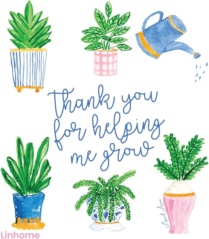 “Thank You for Helping Me Grow” Swedish Dishcloth – Garden Watering Design, Reusable Paper Towel Alternative, Ultra-Absorbent Cellulose/Cotton, Washable & Compostable, 1 Pack