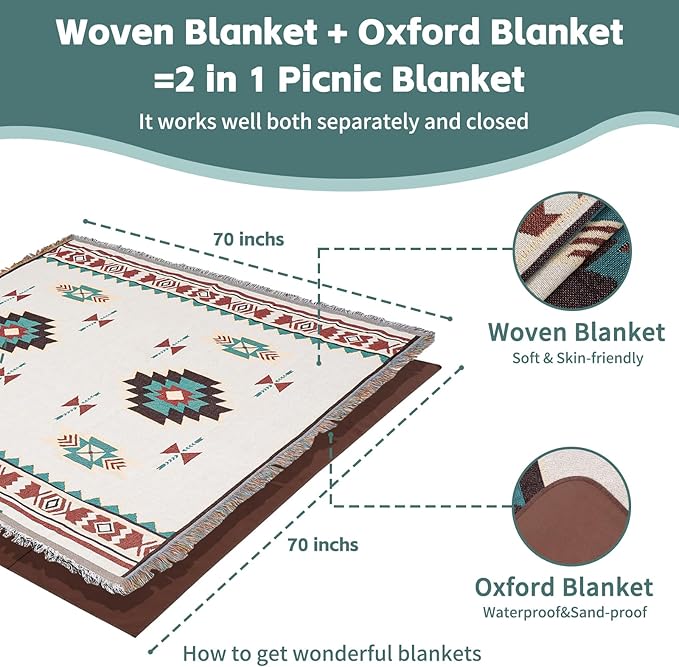 2 in 1 Extra Large Boho Beach Blanket Towel Giant Woven Outdoor Picnic Mat Camping Gear Cruise Essential 2025 Summer Vacation Must Have Airplane Travel Accessories Costa Rica Bahamas Hawaii Trip Stuff