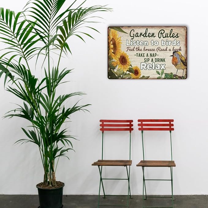 Retro Garden Rules Sign Vintage Garden Metal Signs Patio Wall Decor Outdoor Yard Signs For Home Porch Patio Gardening Shed Decorations 8 X 12 Inch