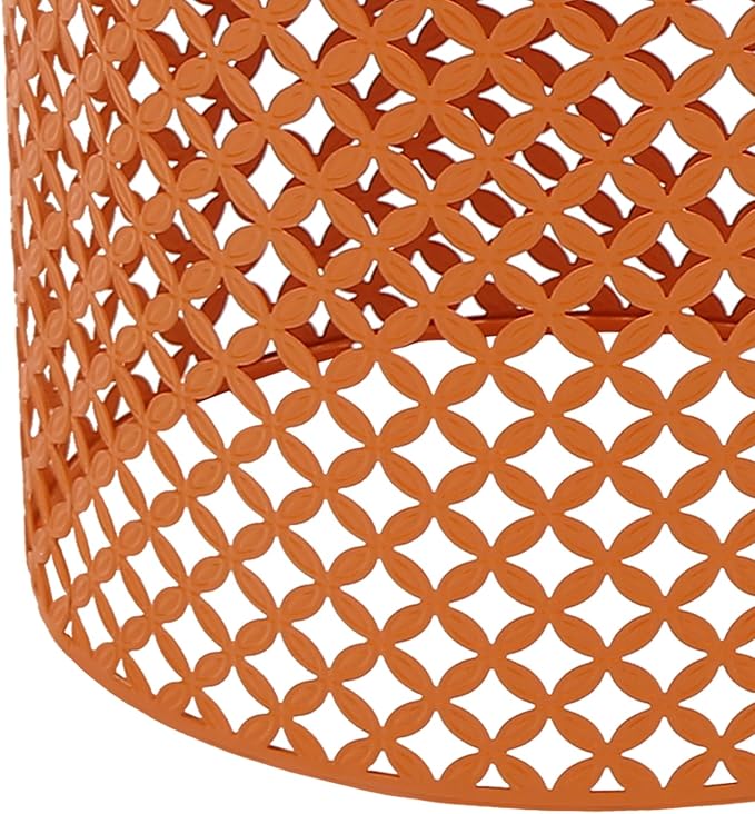 2PCS Outdoor Side Table, Heavy Duty Metal Frame Side Table Decorative Garden Stool Modern End Table Round Coffee Table for Patio Gardens Balconies Cafes (Orange)