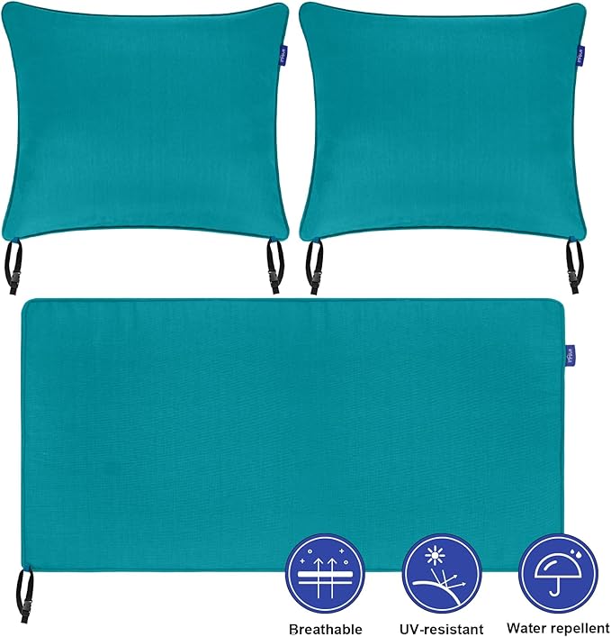 Outdoor Loveseat Cushion Set 44'' x 24'', Outdoor Cushions for Patio Furniture with Fastness Cover, Water Repellent Outdoor Seat Cushion and Couch Back Cushions for Bench, and Swing (Solid Aqua Green)