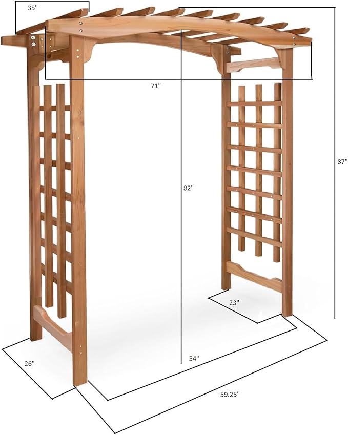All Things Cedar 6-Foot Pagoda Arbor Garden Arch Trellis for Climbing Plants, Transform Garden or Patio Spaces, Made from Premium Western Red Cedar