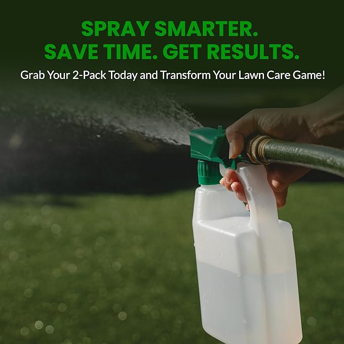 Humboldts Secret 2-Pack Garden Hose End Sprayer | Multipurpose Lawn Attachment with 100 to 1 Mixing Ratio | Garden Sprayer for Lawn Care, Fertilizing, Car Wash & Outdoor Use | 32 ounce