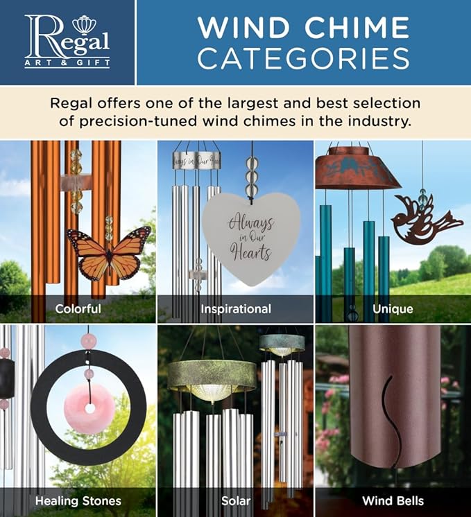 Regal Art & Gift Garden Kyoto Wind Chimes - Outdoor Decorative Metal Hanging Chime - Relaxing Sound for Yard, Patio, Porch or Garden - Wave