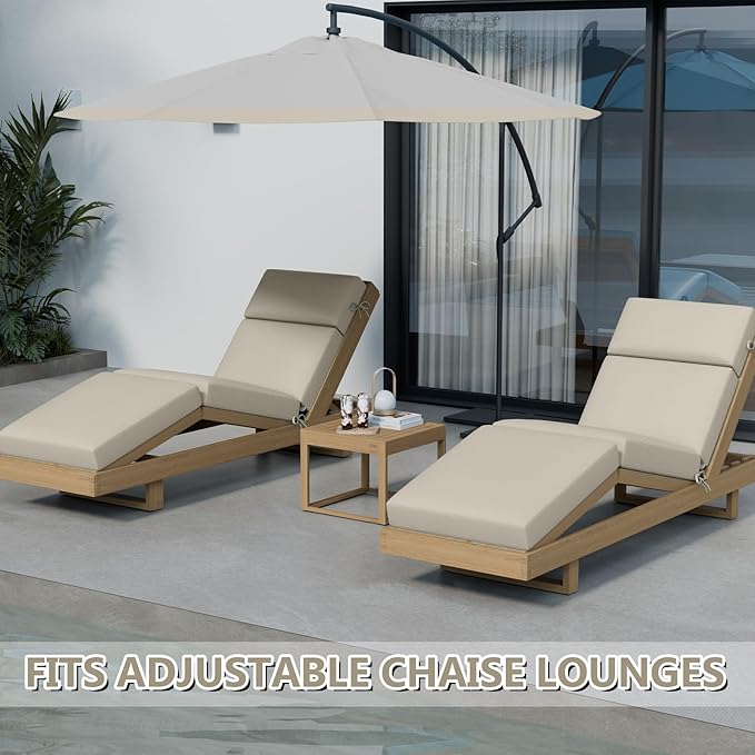 2 Pcs Chaise Lounge Cushions Outdoor, 80 x 26 x 4 Inch Lounge Chair Cushions for Outdoor Furniture - Waterproof Lounge Patio Replacement Cushion, 4In Fade-Resistant ThickPatio Chaise Lounge Cushion