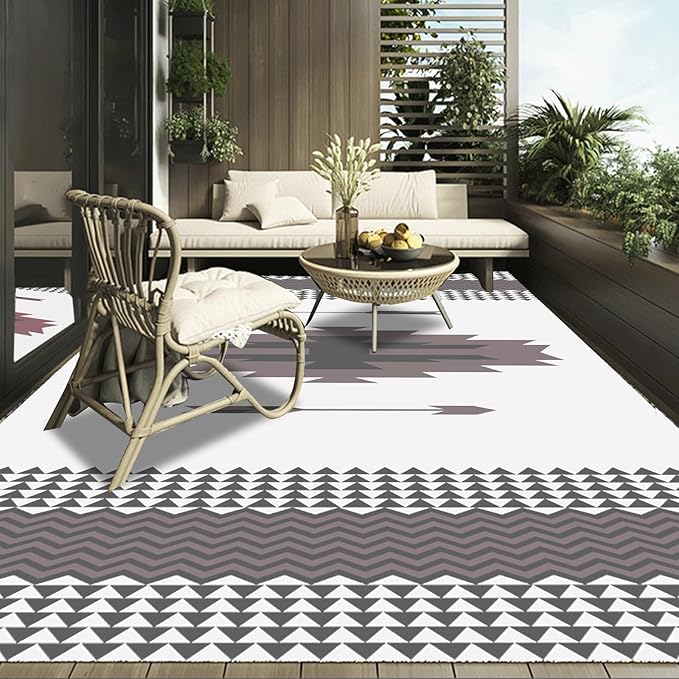 WILDROOTS 5x8 Feet Navajo Arrow Plastic Outdoor Rug, Stain Resistant Waterproof Reversible Outdoor Patio Rug, Fade Resistant Camping Rug