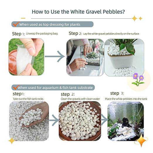 15LB White Gravel for Succulents and Cactus, 0.6 Inch Natural Unpolished Crushed River Rocks for Plants, Vases, Aquariums, Terrariums, Planters, Outdoor Gardening & Landscaping Decorative Stones