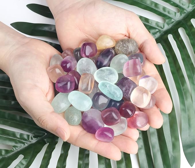 DUQGUHO Fluorite Crystals Healing Crystal Stones Set Natural Crystals Bulk Irregular Stones 0.45 lbs