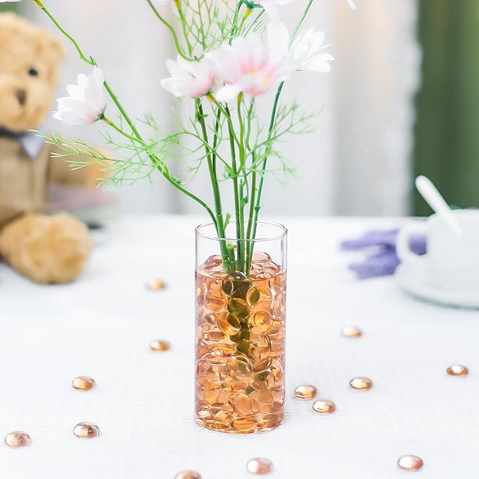 CYS EXCEL 5 LBS Champagne Glass Beads for Vases Flat Marble Gemstone Beads Vase Fillers Aquarium Decor Rocks Floral Centerpieces Stones Mosaic Pebbles