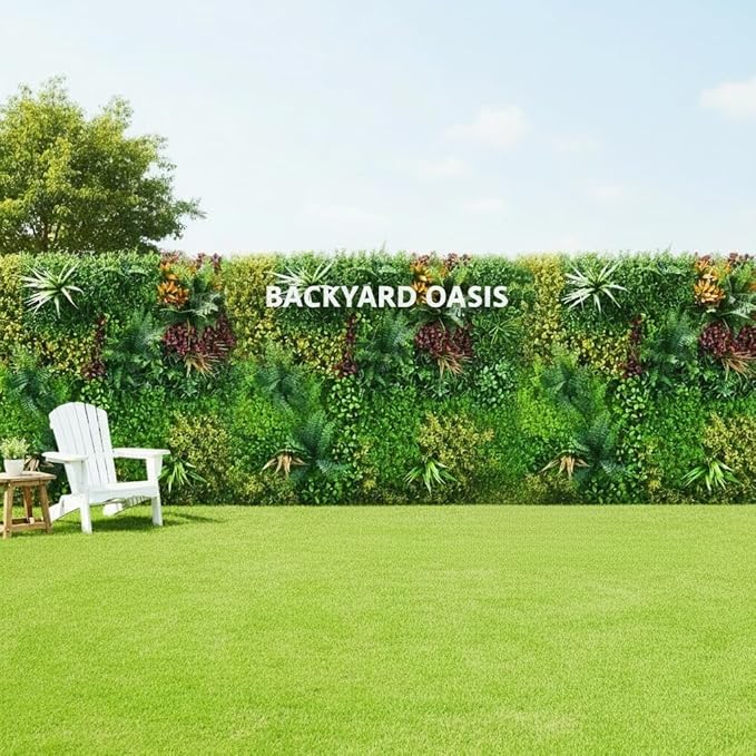 Artificial Grass Wall Backdrop Panels, 40"x40" UV-Anti Greenery Backdrop Wall, Faux Boxwood Panels for Patio, Garden, Backyard Indoor Outdoor Green Wall Decor & Privacy Fence Covering