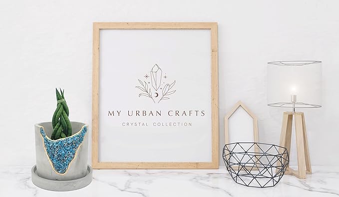 4 Inch Crystal Plant Pot with Saucer - Cement Geode Planter - Concrete Pots for Plants - Modern Succulent Pot Indoor - Unique Air Plant Holder - Candle Holder - Small Plant Home Decor (Blue Apatite)