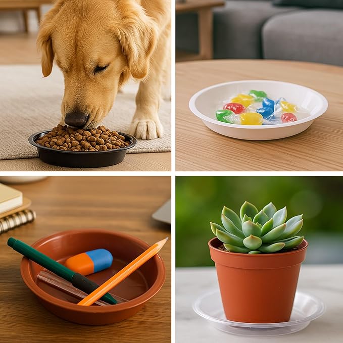 30 Pack Plant Saucer 6 Inches Plant Trays for Pots Plastic Round Drip Trays Flower Pot Saucers Black Planter Water Tray Plant Drainage Tray, Red