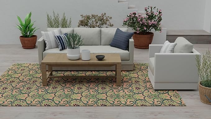 Mad Mats Traditional Outdoor Rug, Reversible Plastic Mat (4' x 6', Oasis - Medium Green)