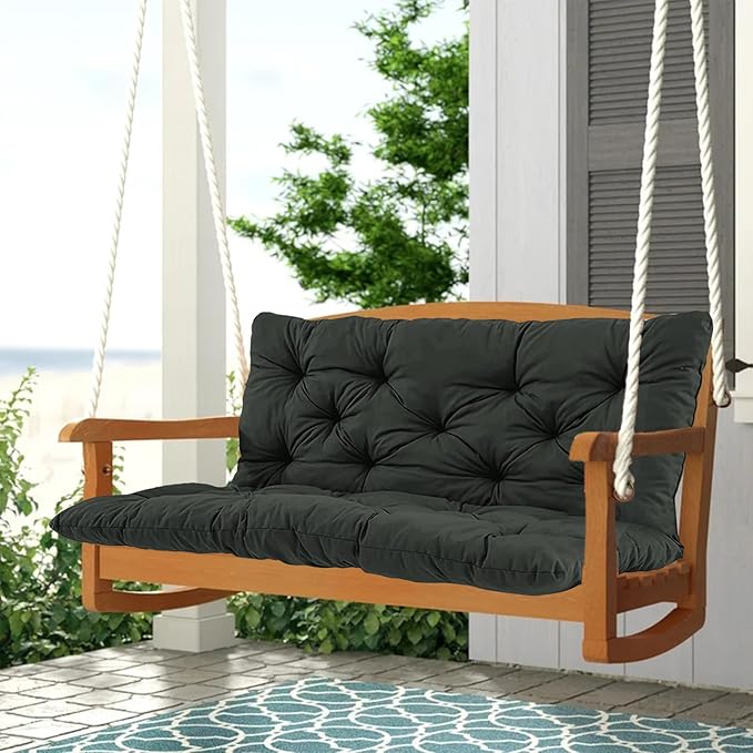 2-3 Seat Swing Replacement Cushion, Outdoor Bench Cushions with Backrest Thicken 4", Patio Furniture Garden Porch Loveseat Glider Pad Anti-Fading Waterproof (Dark Grey, 40x70in)