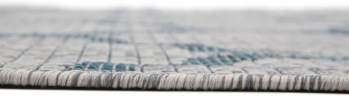 Unique Loom Outdoor Trellis Collection Area Rug (7' 1" x 10' Rectangle, Gray/ Ivory)