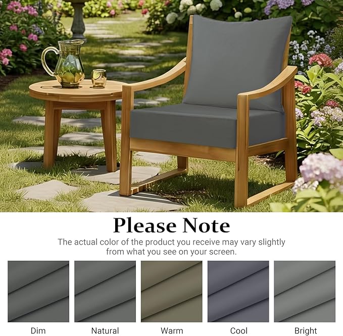 downluxe 22x22 Outdoor Chair Cushions, Waterproof Fade Resistant Patio Furniture Cushions with Handle & Removable Cover, Deep Seat Outdoor Cushions for Sofa, Couch and Patio Chairs, Dark Grey