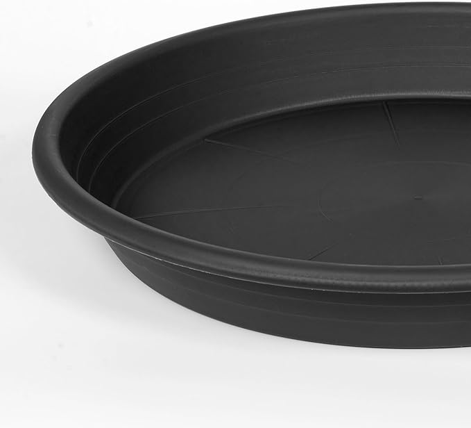 6 Pack Plant Saucers for Indoors, 4 5 6 7 8 9 10 11 12 13 15 17 19 inch Plant Water Catcher Tray, Heavy Sturdy Plant Drainage Tray for Indoors, Flower Saucers for Nursery Pots (5", Black)