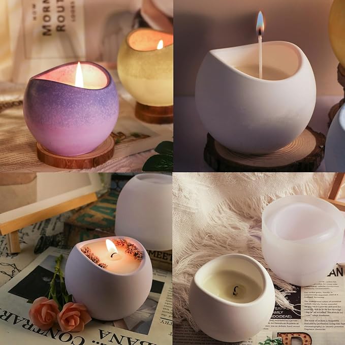 Curved Candle Cups Silicone Molds, Egg Shape Container Storage Resin Concrete Cement Molds, Epoxy Resin Casting Candle Vessels Jewelry Pen Holder Plant Pot Mold DIY Unique Crafts Decor