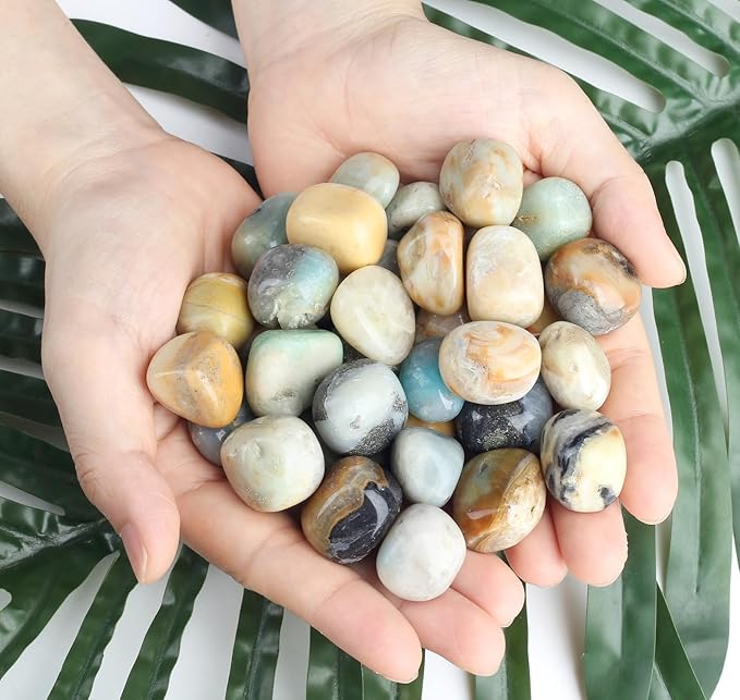 DUQGUHO Amazonite Crystals Healing Crystal Stones Set Natural Crystals Bulk Irregular Stones 0.45 lbs