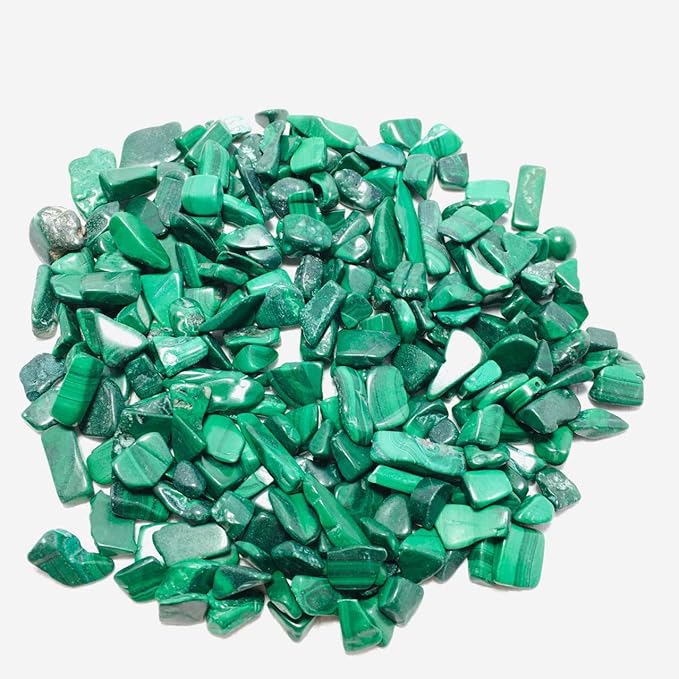 IMALY Malachite Tumbled Chips Stone Polished Crushed Healing Crystal Quartz Pieces Irregular Shaped Stones for Home Decorative Stones Vases Plants Succulents 0.5lb