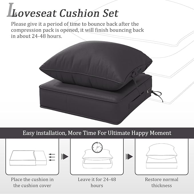 Outdoor Patio Chair Cushions Set 22 L X 22 W X 4 H Waterproof & Fade Resistant Deep Seat and Back Cushions with Removable Covers Outdoor Seat Cushion Set for Chairs and Sofas