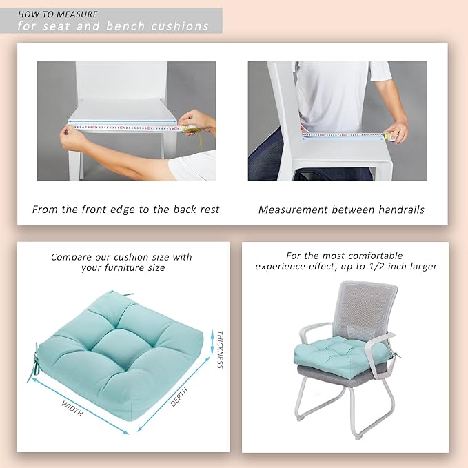 JMGBird Outdoor Chair Cushions, Patio Seat/Back Cushions, Pack of 2, 19" x 19" with Ties Transform Your Patio with Our Furniture Cushions (Light Blue)