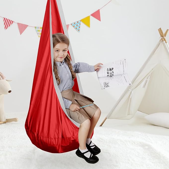 ids Swing Seat Hammock Chair Indoor Outdoor Hanging Chair for Children (Red)