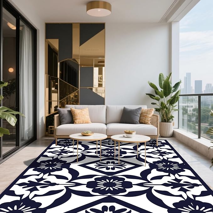 WILDROOTS 6x9 Feet Klein Plastic Outdoor Rug, Stain Resistant Waterproof Reversible Outdoor Patio Rug, Fade Resistant Camping Rug