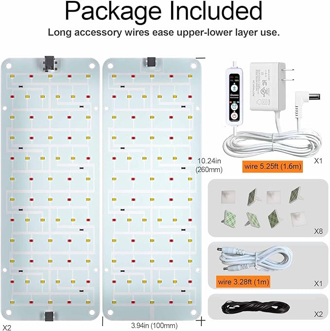 DOMMIA Panel Grow Light for Indoor Plants, 20W Ultra-Thin Full Spectrum LED Grow Light for Shelf & Cabinet, Dimmable with 6/12/16H Timer, Daylight White, 1-Pack
