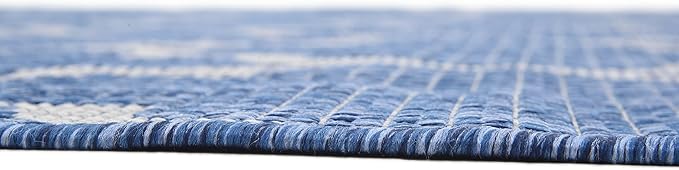Unique Loom Outdoor Trellis Collection Area Rug (9' x 12' Rectangle, Navy Blue/ Ivory)