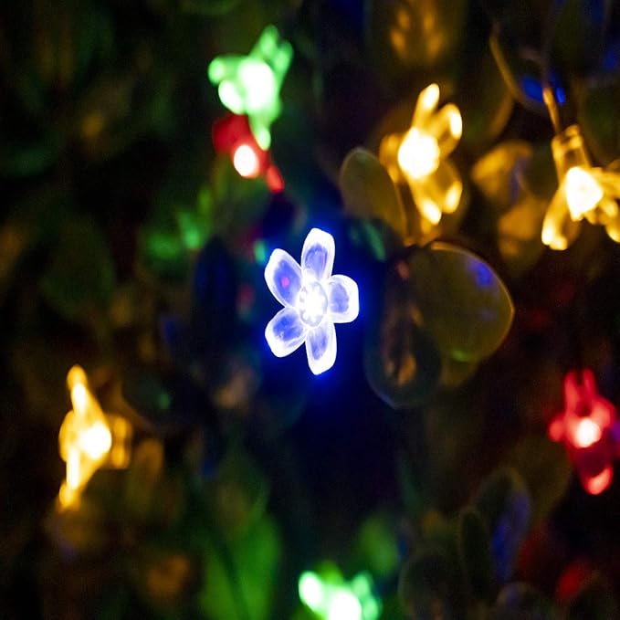 ITICdecor Solar Flower String Lights Outdoor Waterproof 50 LED Solar Powered Fairy Lights for Garden, Fence, Patio, Yard, Christmas Tree & Party Decor (Multi-Color)