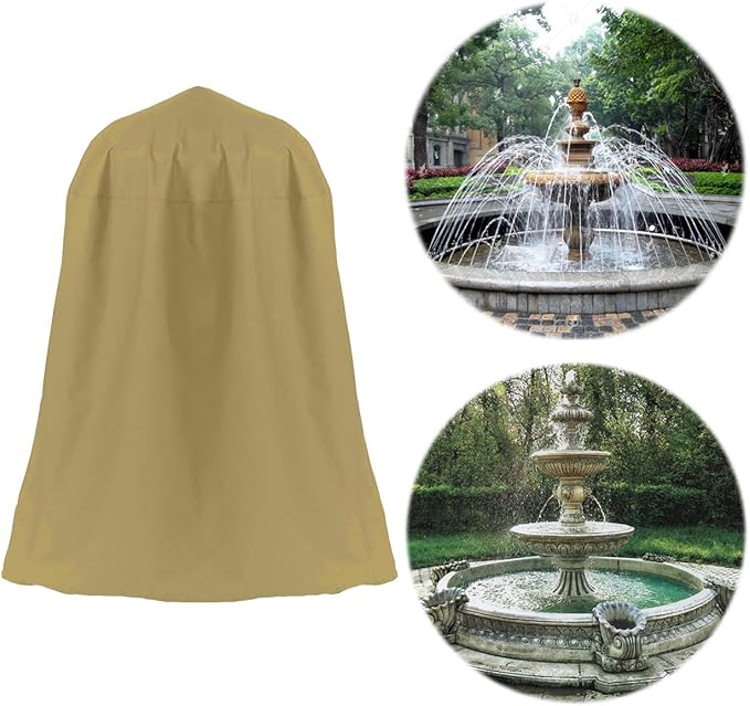 Ogrmar 36"x42" Garden Fountain Cover 600D Oxford Waterproof Dustproof Cover with Locking Drawstring for Winter Outdoor Garden Fountain Statue(36"x42")