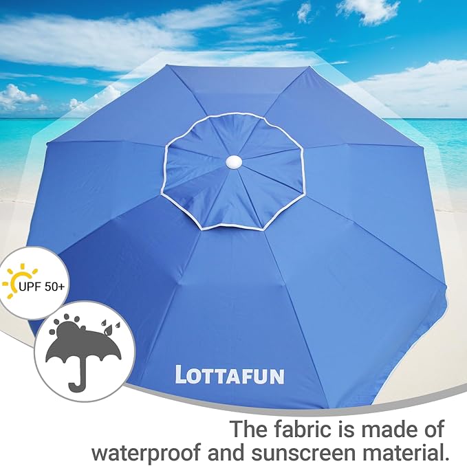 6ft Beach Umbrella - Heavy Duty Wind Resistant UV 50+ Portable Sun Shade with Sand Anchor & Carry Bag, Outdoor Folding Umbrella for Beach, Pool, Patio, Garden (Dark Blue)
