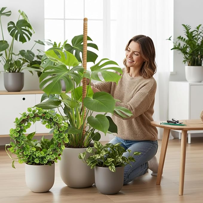 Mcbazel 2 Pack 47 Inch Moss Pole for Plants Monstera, Plant Support Stick, Bendable Moss Poles Plant Support Stick for Climbing Plants, Stick Support Stake Kit for Potted Plants,Pothos,Philodendron